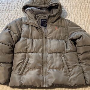 U.S. Polo Assn. Gray Puffer Jacket with Hood